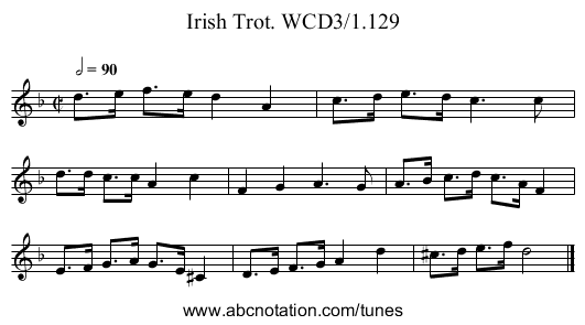 Irish Trot. WCD3/1.129 - staff notation