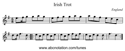 Irish Trot - staff notation