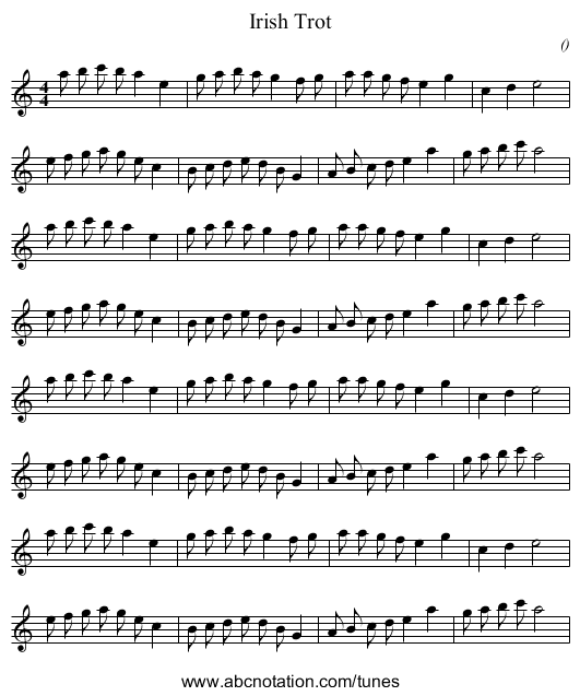 Irish Trot - staff notation