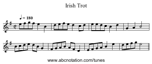Irish Trot - staff notation
