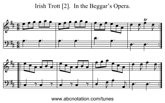 Irish Trott [2].  In the Beggar’s Opera. - staff notation