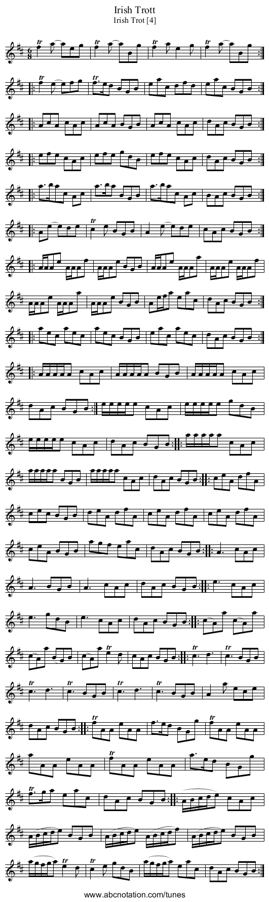Irish Trott - staff notation