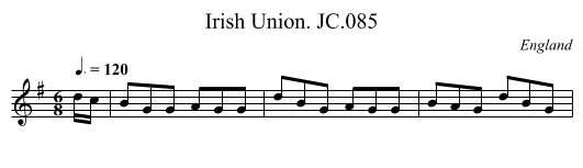 Irish Union. JC.085 - staff notation
