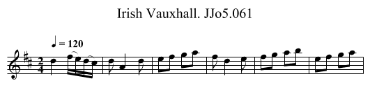 Irish Vauxhall. JJo5.061 - staff notation