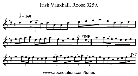 Irish Vauxhall. Roose.0259. - staff notation