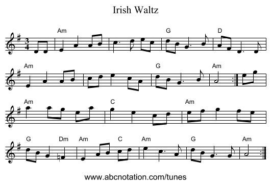 Irish Waltz - staff notation