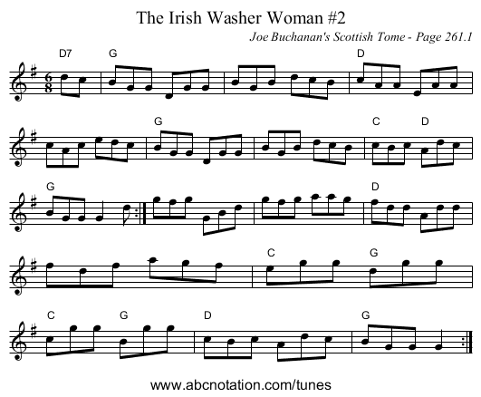 Irish Washer Woman #2, The - staff notation