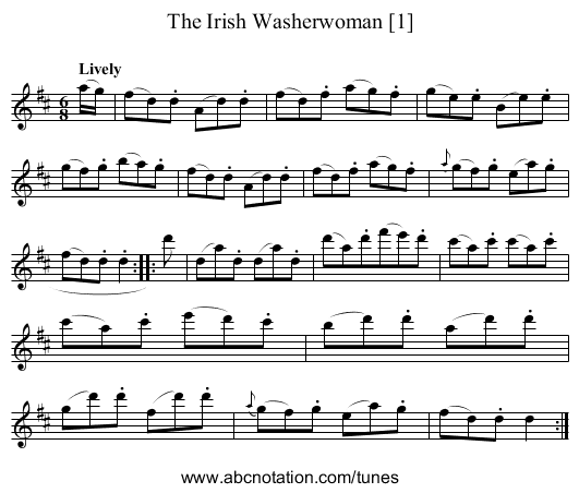 Irish Washerwoman [1], The - staff notation