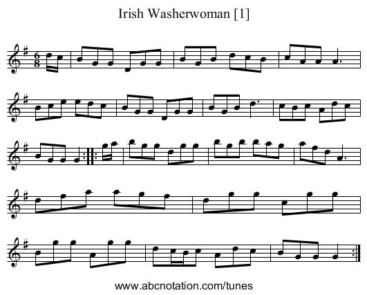 Irish Washerwoman [1] - staff notation
