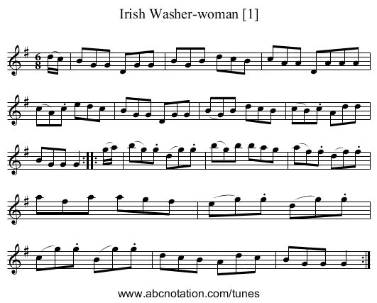 Irish Washer-woman [1] - staff notation