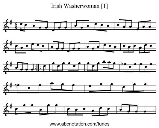 Irish Washerwoman [1] - staff notation