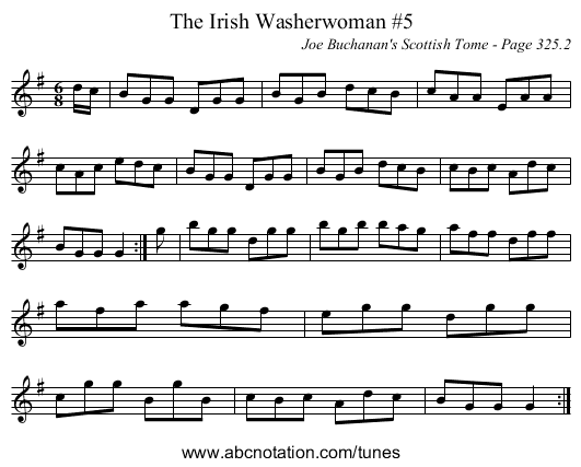 Irish Washerwoman #5, The - staff notation