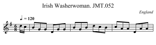 Irish Washerwoman. JMT.052 - staff notation