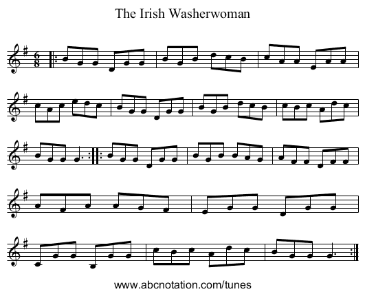Irish Washerwoman, The - staff notation