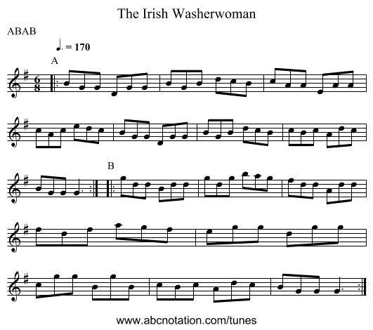 Irish Washerwoman, The - staff notation