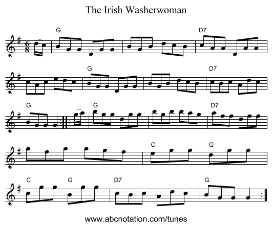 Irish Washerwoman, The - staff notation