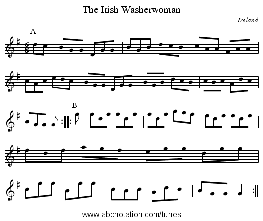 Irish Washerwoman, The - staff notation