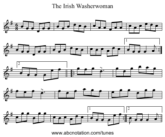 Irish Washerwoman, The - staff notation