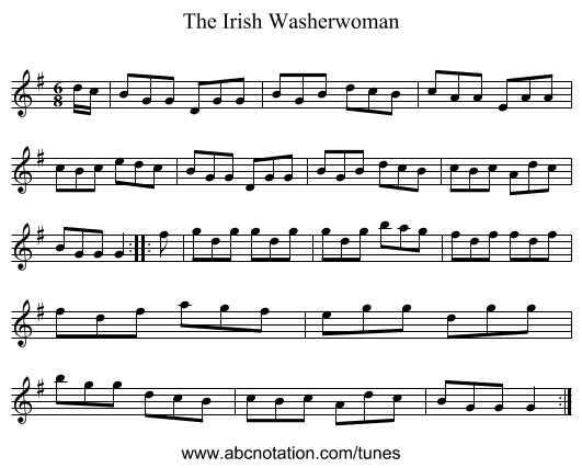 Irish Washerwoman, The - staff notation