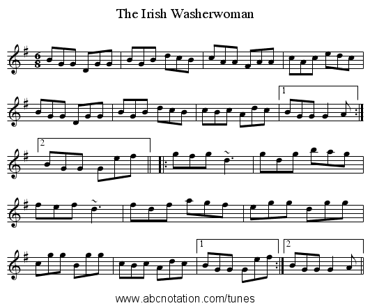Irish Washerwoman, The - staff notation