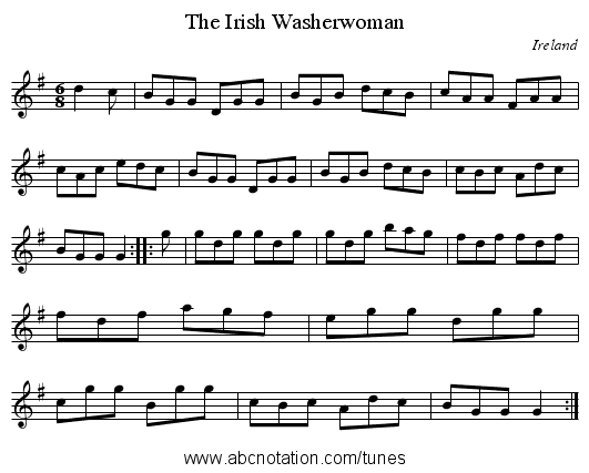 Irish Washerwoman, The - staff notation