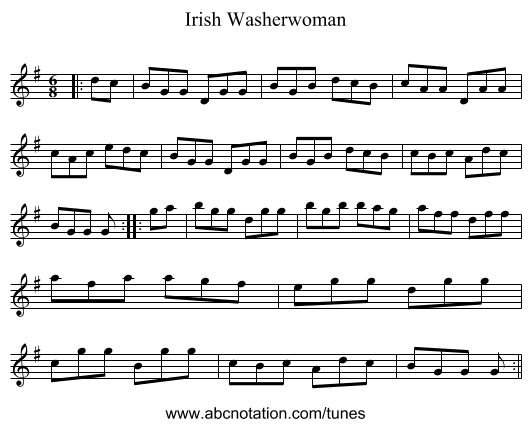 Irish Washerwoman - staff notation