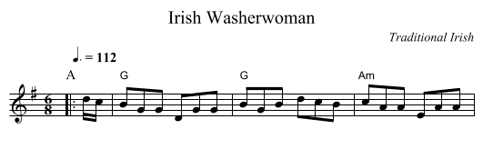 Irish Washerwoman - staff notation