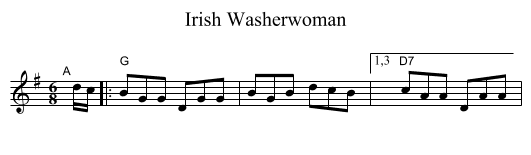 Irish Washerwoman - staff notation