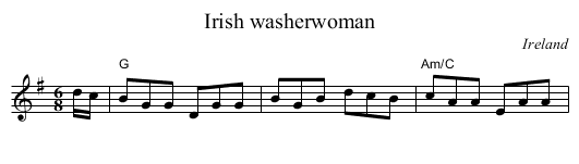 Irish washerwoman - staff notation