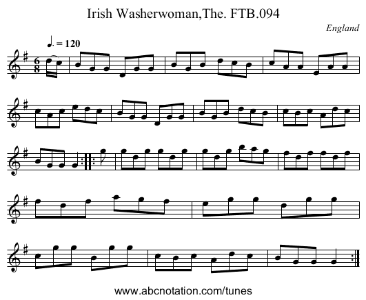 Irish Washerwoman,The. FTB.094 - staff notation