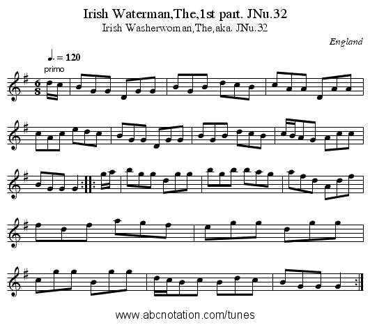 Irish Waterman,The,1st part. JNu.32 - staff notation