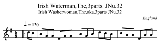 Irish Waterman,The,3parts. JNu.32 - staff notation