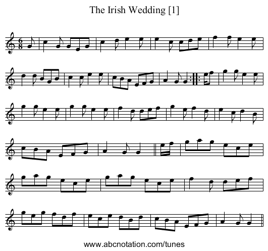 Irish Wedding [1], The - staff notation