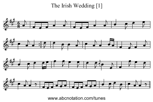 Irish Wedding [1], The - staff notation