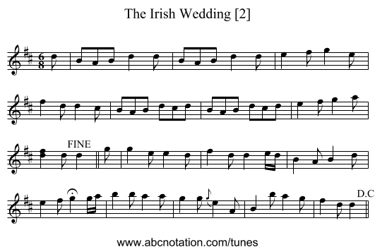 Irish Wedding [2], The - staff notation