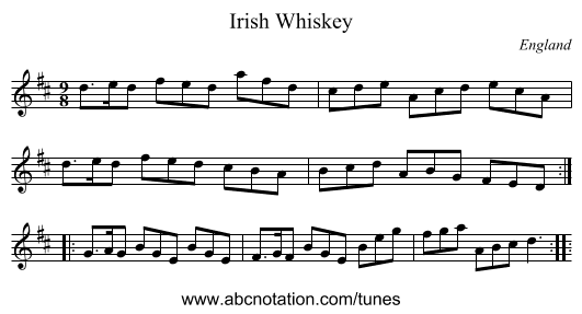 Irish Whiskey - staff notation