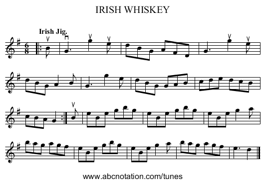 IRISH WHISKEY - staff notation