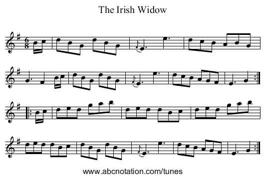 Irish Widow, The - staff notation