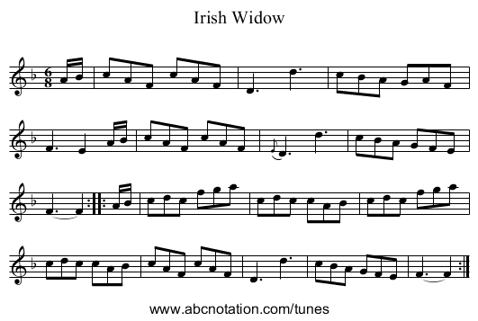 Irish Widow - staff notation
