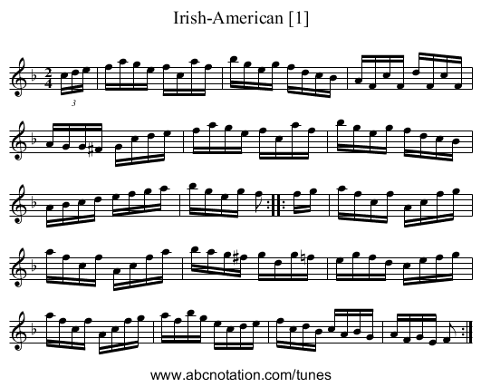 Irish-American [1] - staff notation