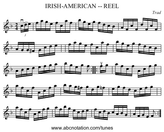 IRISH-AMERICAN -- REEL - staff notation