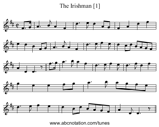 Irishman [1], The - staff notation