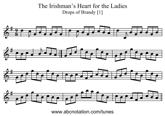 Irishman’s Heart for the Ladies, The - staff notation