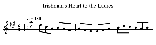 Irishman's Heart to the Ladies - staff notation