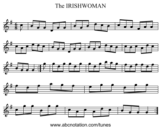 IRISHWOMAN, The - staff notation