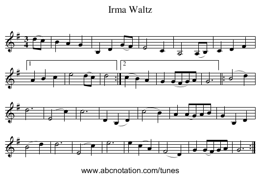 Irma Waltz - staff notation