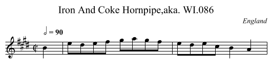 Iron And Coke Hornpipe,aka. WI.086 - staff notation