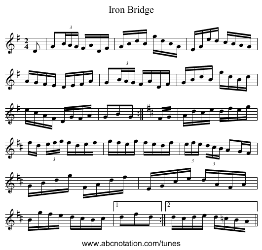 Iron Bridge - staff notation