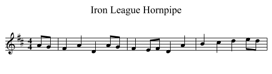 Iron League Hornpipe - staff notation