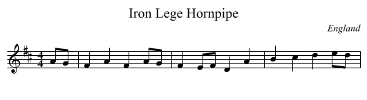 Iron Lege Hornpipe - staff notation